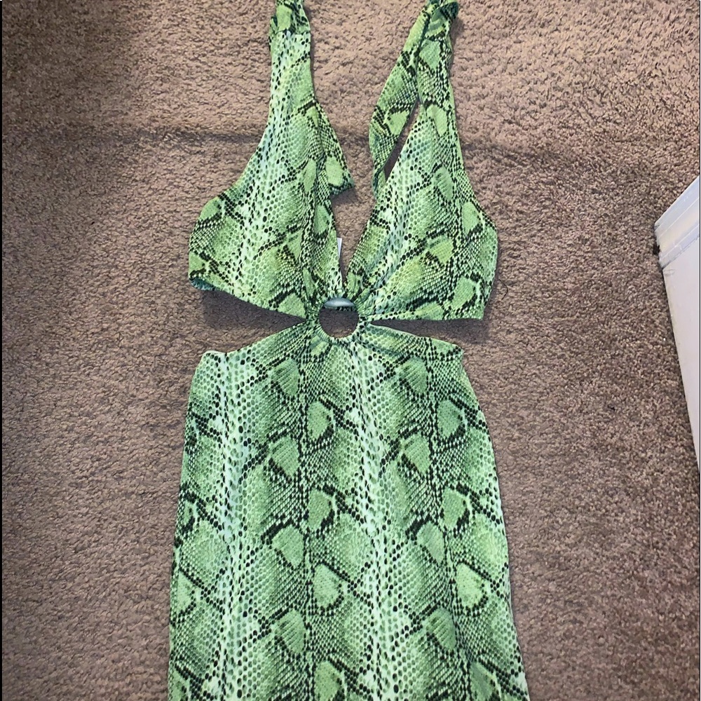 Green SnakeSkin Cut Out Dress